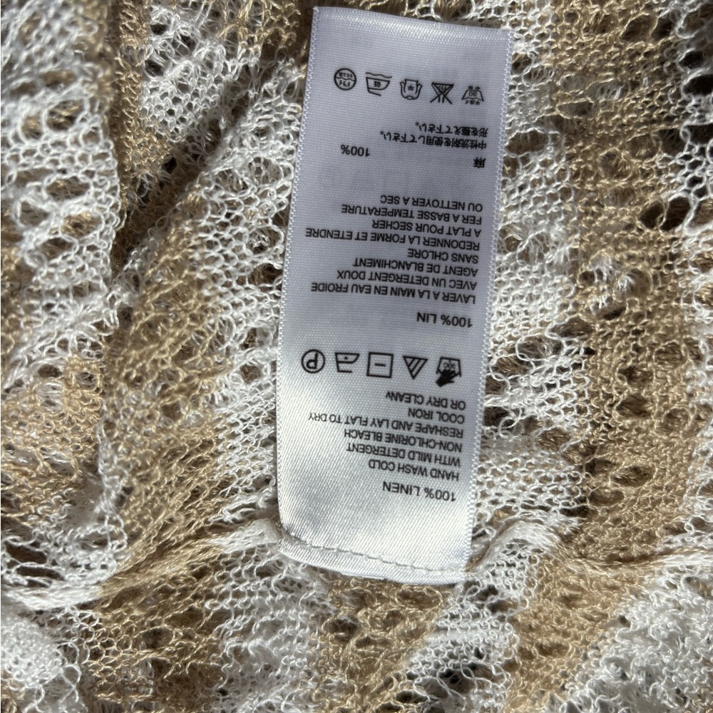 Crochet Knit Tunic Top V Neck Long Sleeve Striped Beach Cover Up - Picture 10 of 11